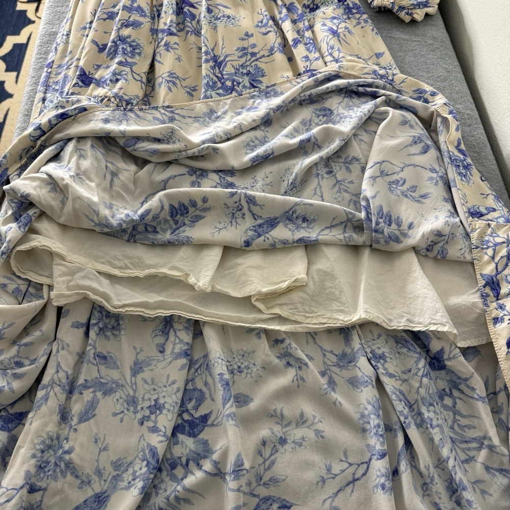 Few Moda Lined V-neck Long Sleeve Blue White Floral Maxi Dress Women's Small - Picture 14 of 14